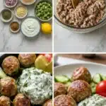 Delicious Greek turkey meatballs served with refreshing tzatziki sauce.