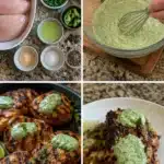 Delicious Peruvian chicken served with creamy green sauce on a plate.