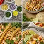 Shrimp tacos with pineapple salsa served on a plate