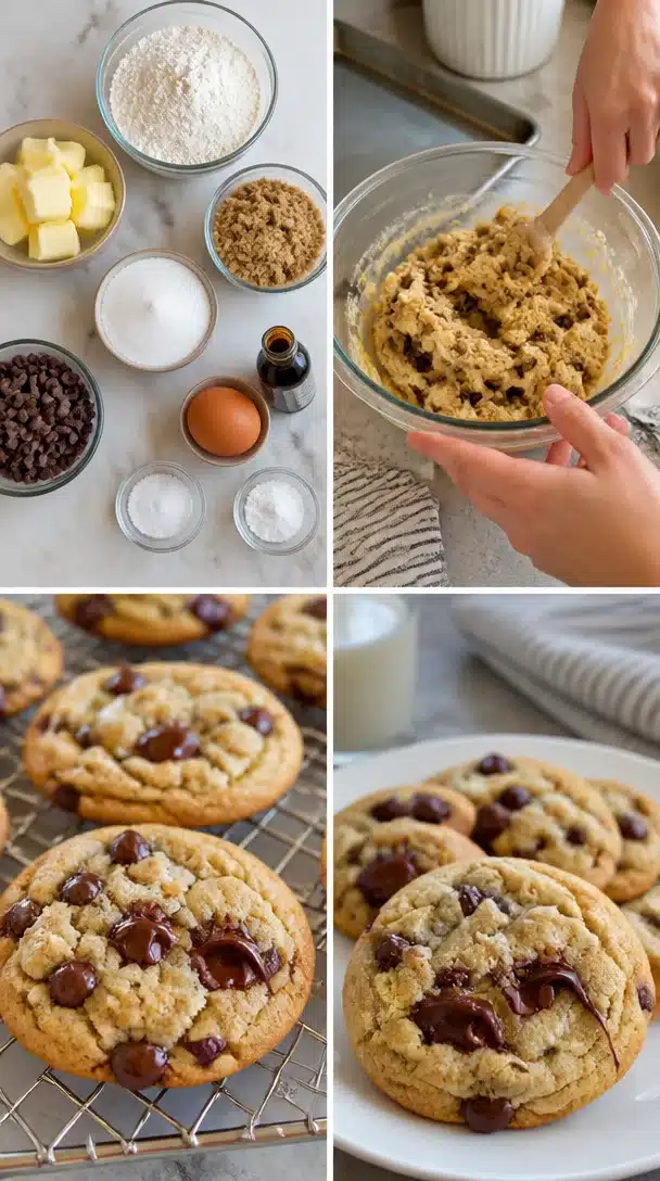 Perfectly baked gluten-free chocolate chip cookies on a plate