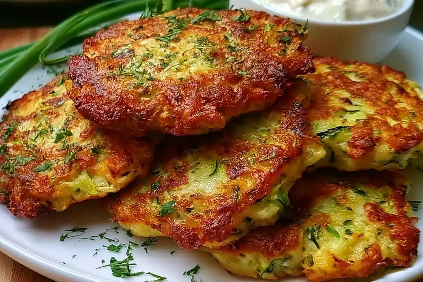 Crispy air fryer zucchini fritters, high protein and low carb snack