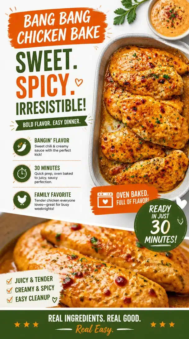 Baked Bang Bang Chicken dish served on a plate with vibrant garnishes.