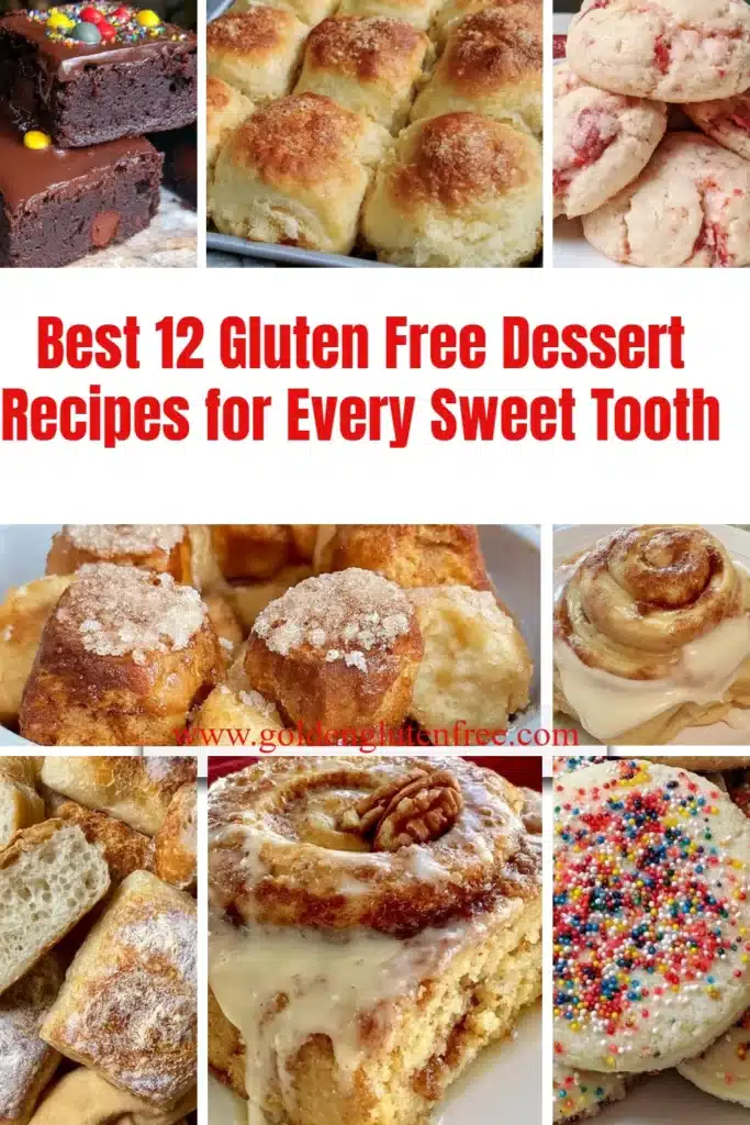 A variety of gluten free desserts including cakes, cookies, and brownies.