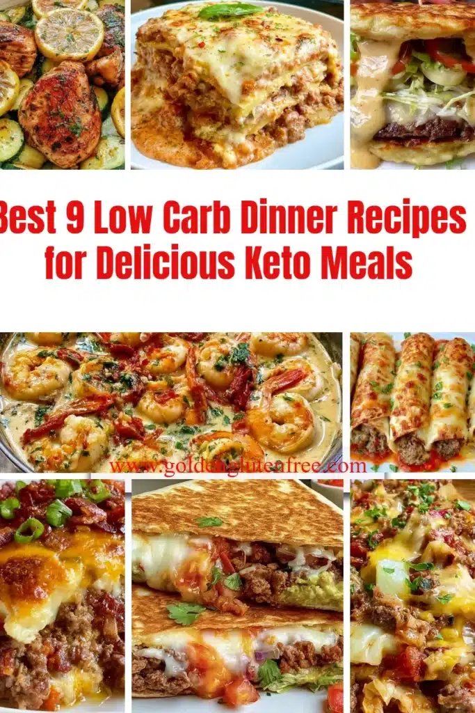 A selection of delicious low carb dinner recipes for healthy keto meals.