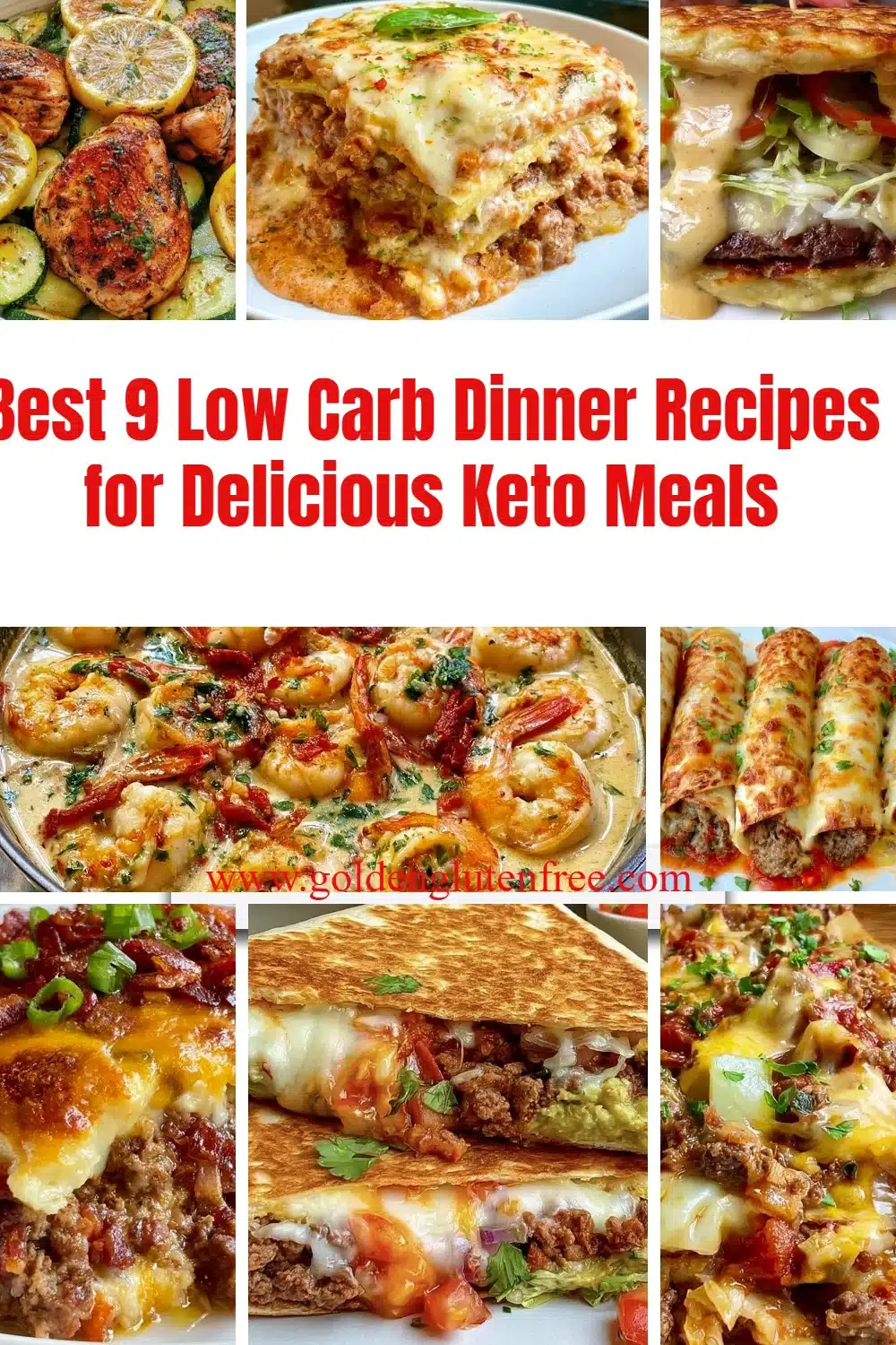 A selection of delicious low carb dinner recipes for healthy keto meals.