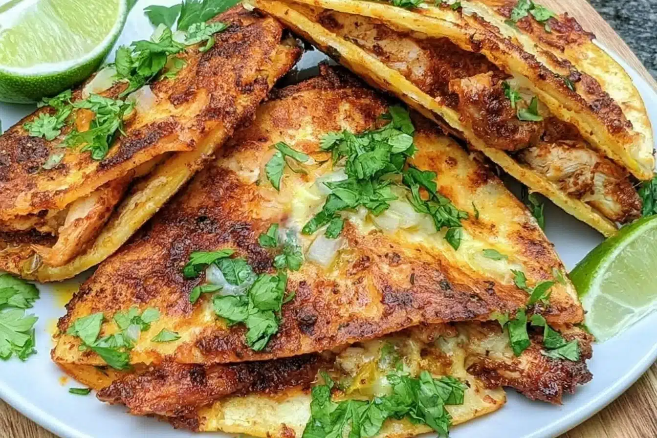 Homemade Chicken Birria Tacos ready to serve