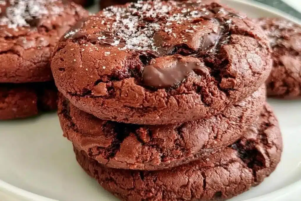 Delicious chocolate gluten-free brownie cookies on a plate