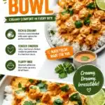 Delicious Coconut Chicken Rice Bowl served in a bowl, ready for a quick dinner