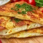 Delicious cottage cheese flatbread served with fresh toppings