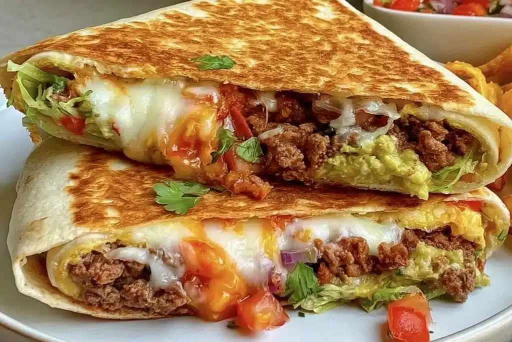 Delicious Keto Crunchwraps served on a plate with fresh ingredients