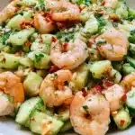 Healthy Cucumber Shrimp Salad with fresh vegetables and shrimp