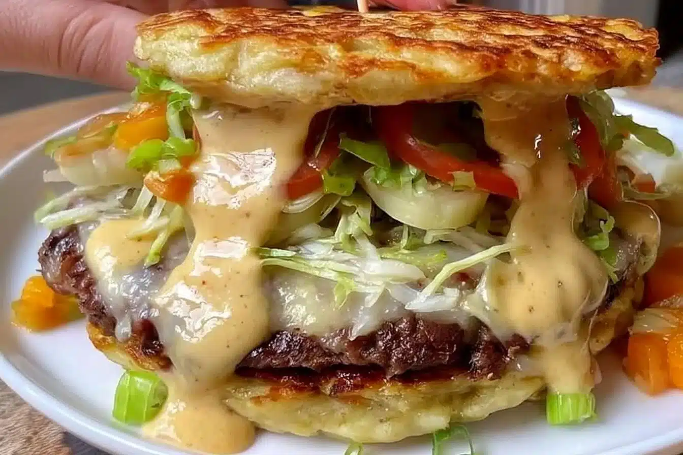 Delicious homemade Low Carb Big Mac keto recipe with fresh ingredients