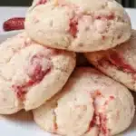 Freshly baked strawberry cookies on a plate