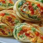 Healthy Vegetable Tortilla Roll Ups filled with fresh vegetables