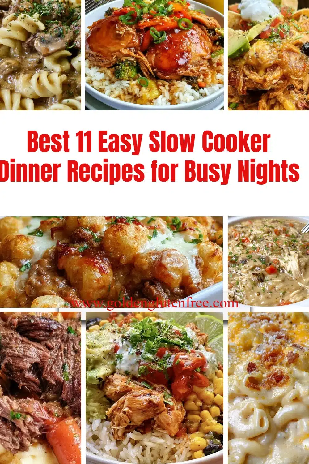 A variety of easy slow cooker dinner recipes for busy nights.