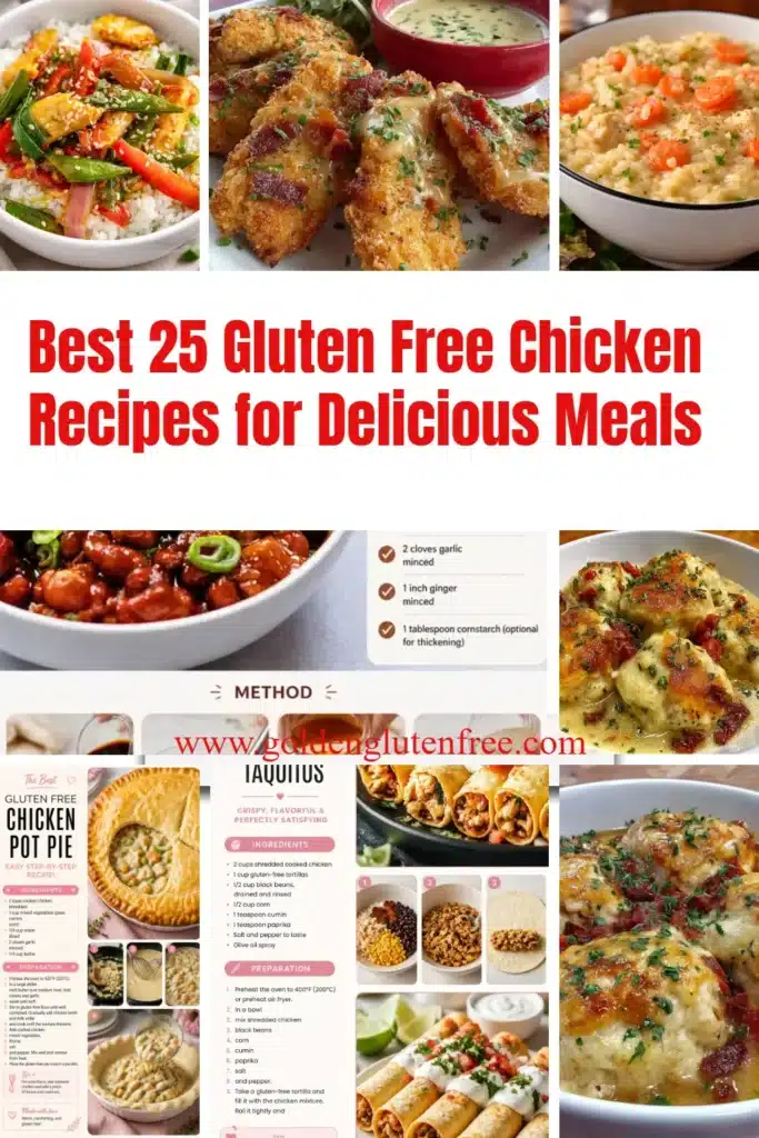 Variety of gluten free chicken dishes arranged on a table