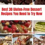 A selection of gluten-free desserts including cakes and pastries.
