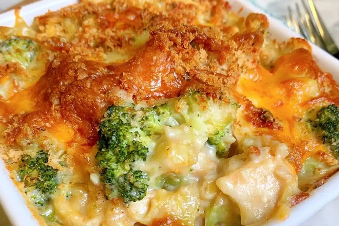Delicious Chicken Broccoli Bake with creamy sauce and tender chicken pieces