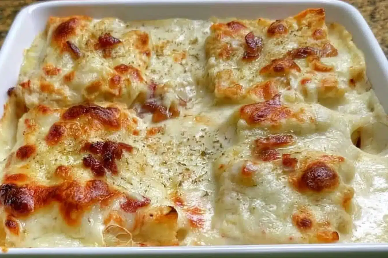 Easy Chicken Cordon Bleu casserole served in a dish for family dinner.