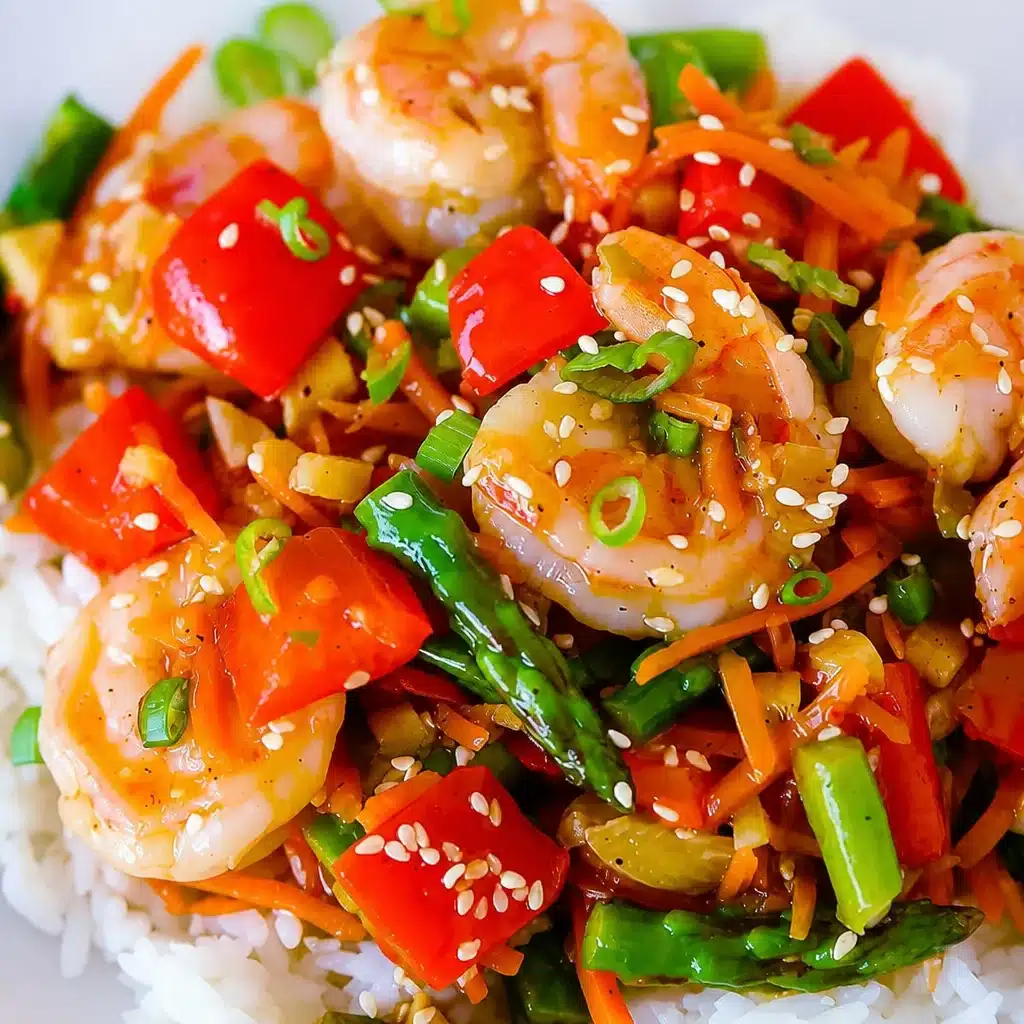 Gluten-Free Shrimp Stir-Fry with Garlic and Ginger, colorful vegetables in a bowl