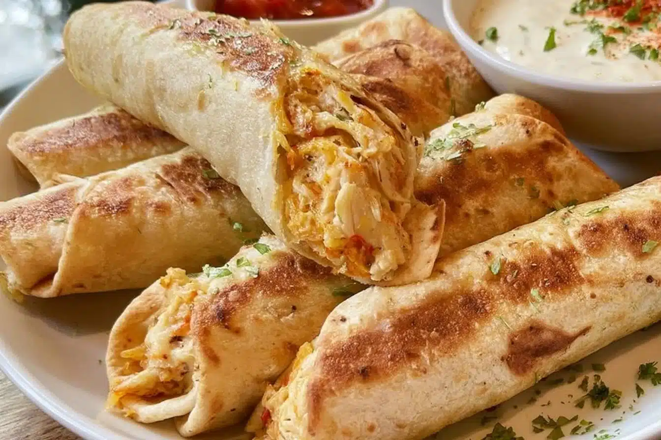 Gluten-free and dairy-free chicken taquitos served on a plate