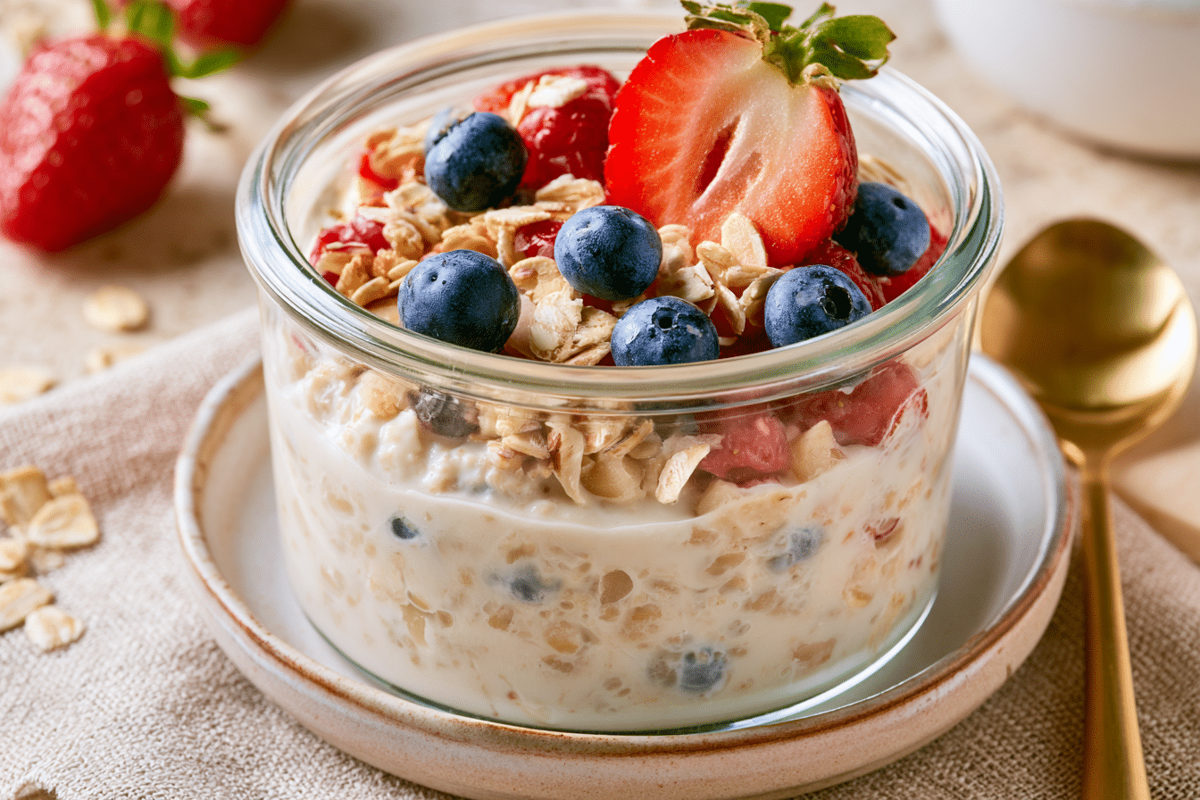 Gluten Free Cottage Cheese Overnight Oats (No Protein Powder!)