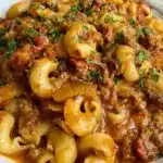Gluten-Free Dairy-Free Hamburger Helper meal served in a bowl.