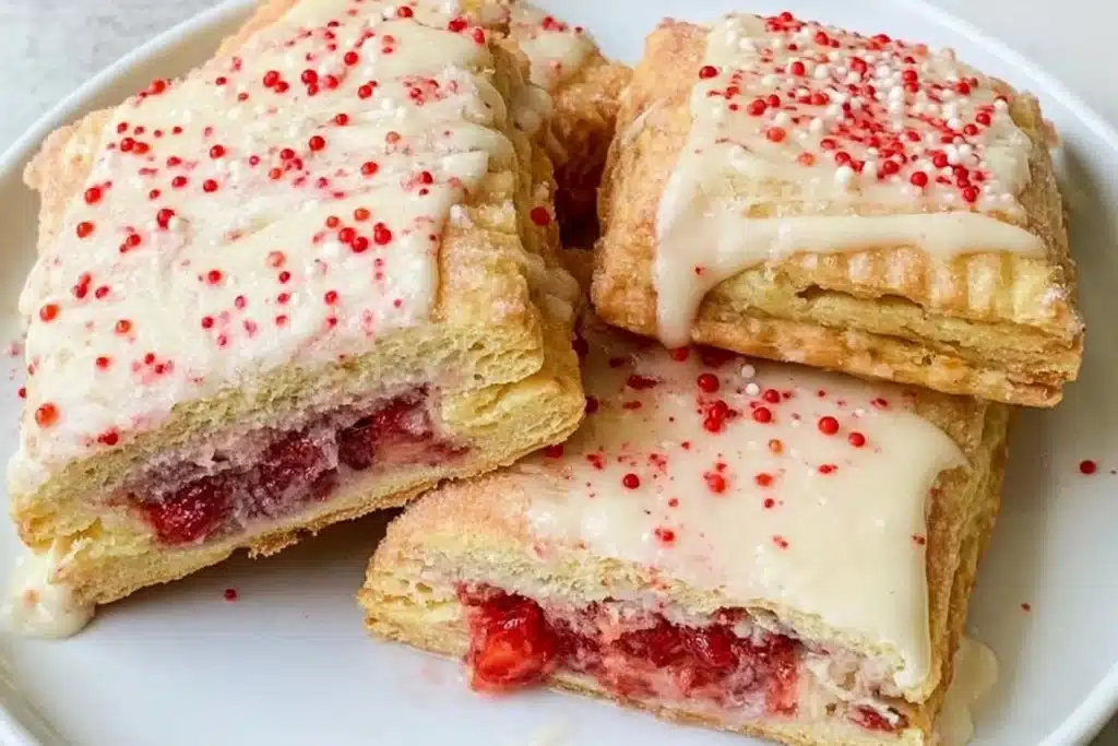 Delicious gluten-free pop tarts served on a plate with fruit toppings