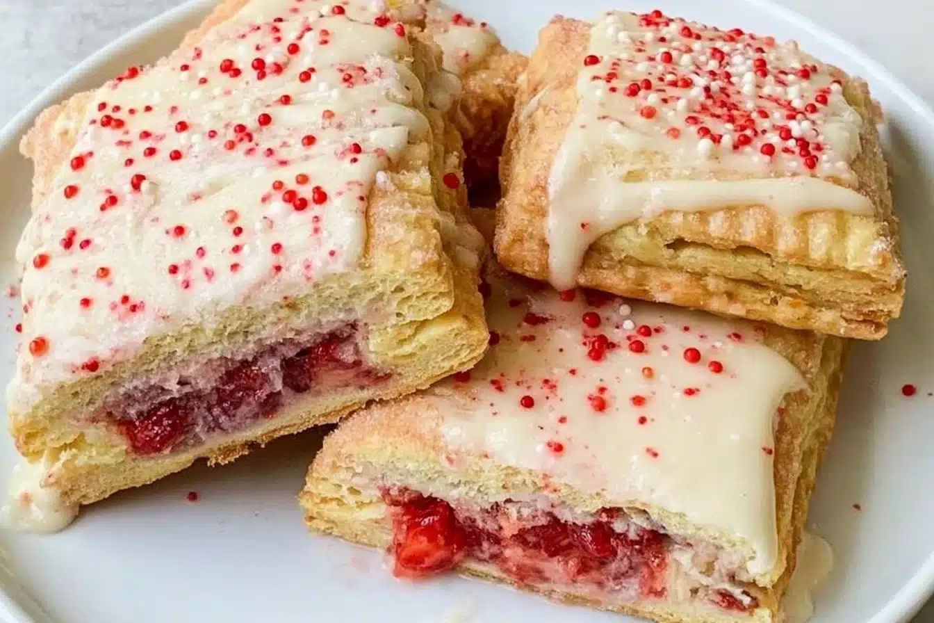 Delicious gluten-free pop tarts served on a plate with fruit toppings