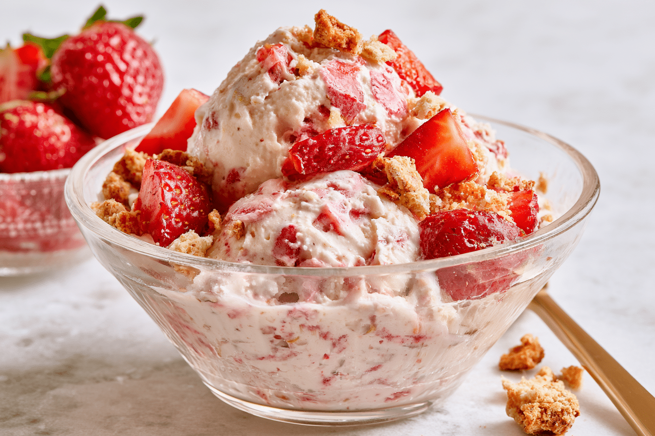 Gluten-Free Strawberry Cheesecake Cottage Cheese Ice Cream Recipe