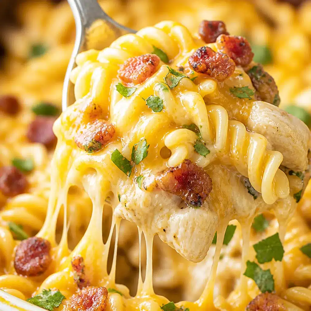 Easy Gluten-Free Chicken Bacon Ranch Bake dish with bacon and creamy ranch sauce