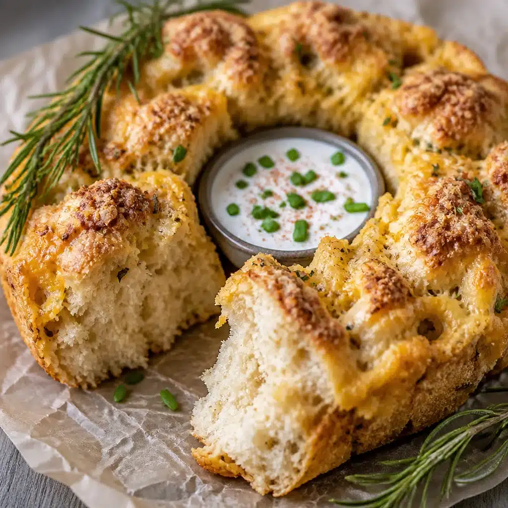 Delicious Gluten Free Herb & Cheese Monkey Bread baked to golden perfection.