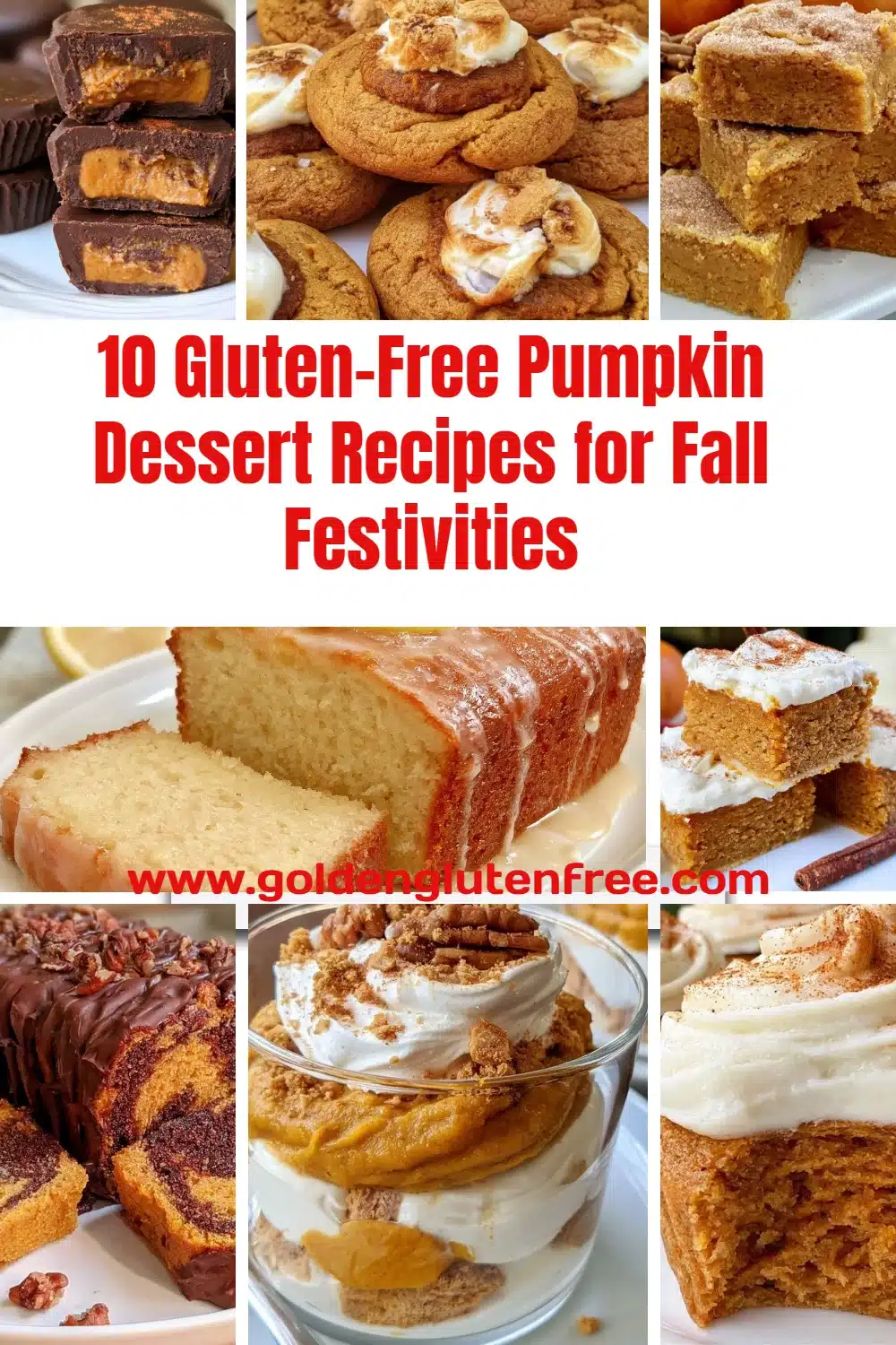 A variety of gluten-free pumpkin desserts showcased for fall celebrations.