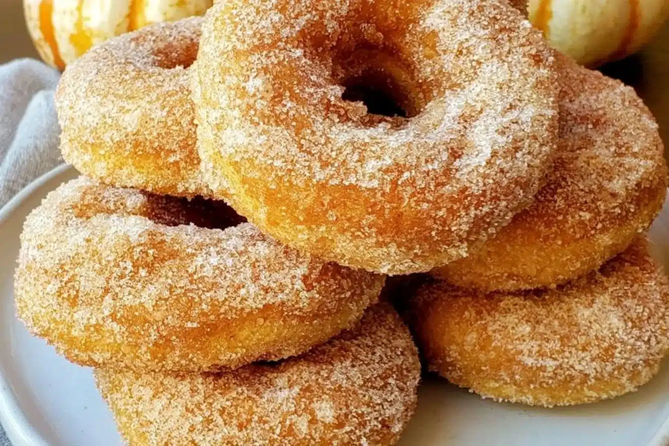 Freshly baked gluten-free pumpkin donuts with a delightful glaze.