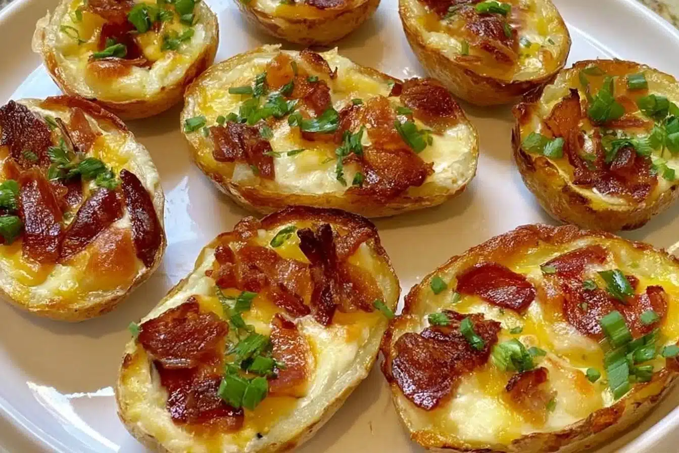Gluten-free mini potato skins served as a quick appetizer.