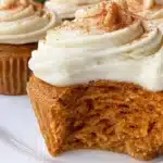 Vegan gluten-free pumpkin cupcakes decorated for a baby birthday party