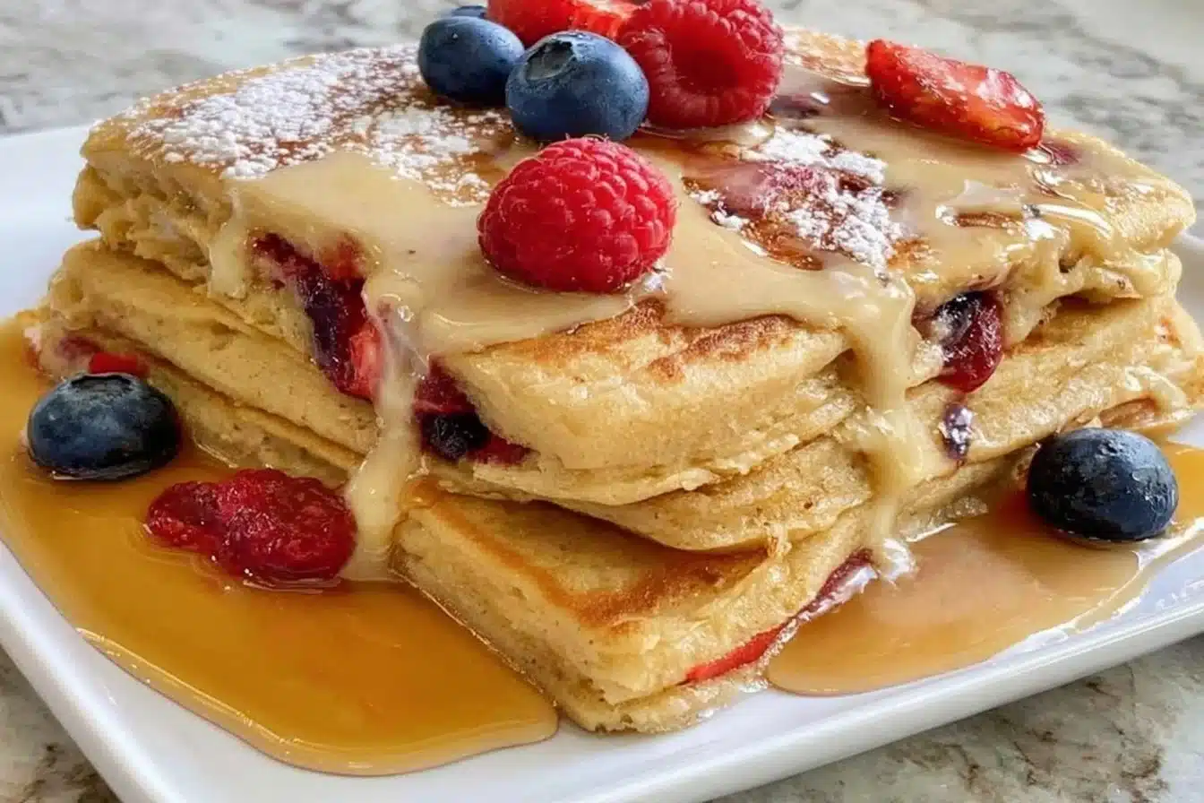 Delicious gluten free sheet pan pancakes served for breakfast