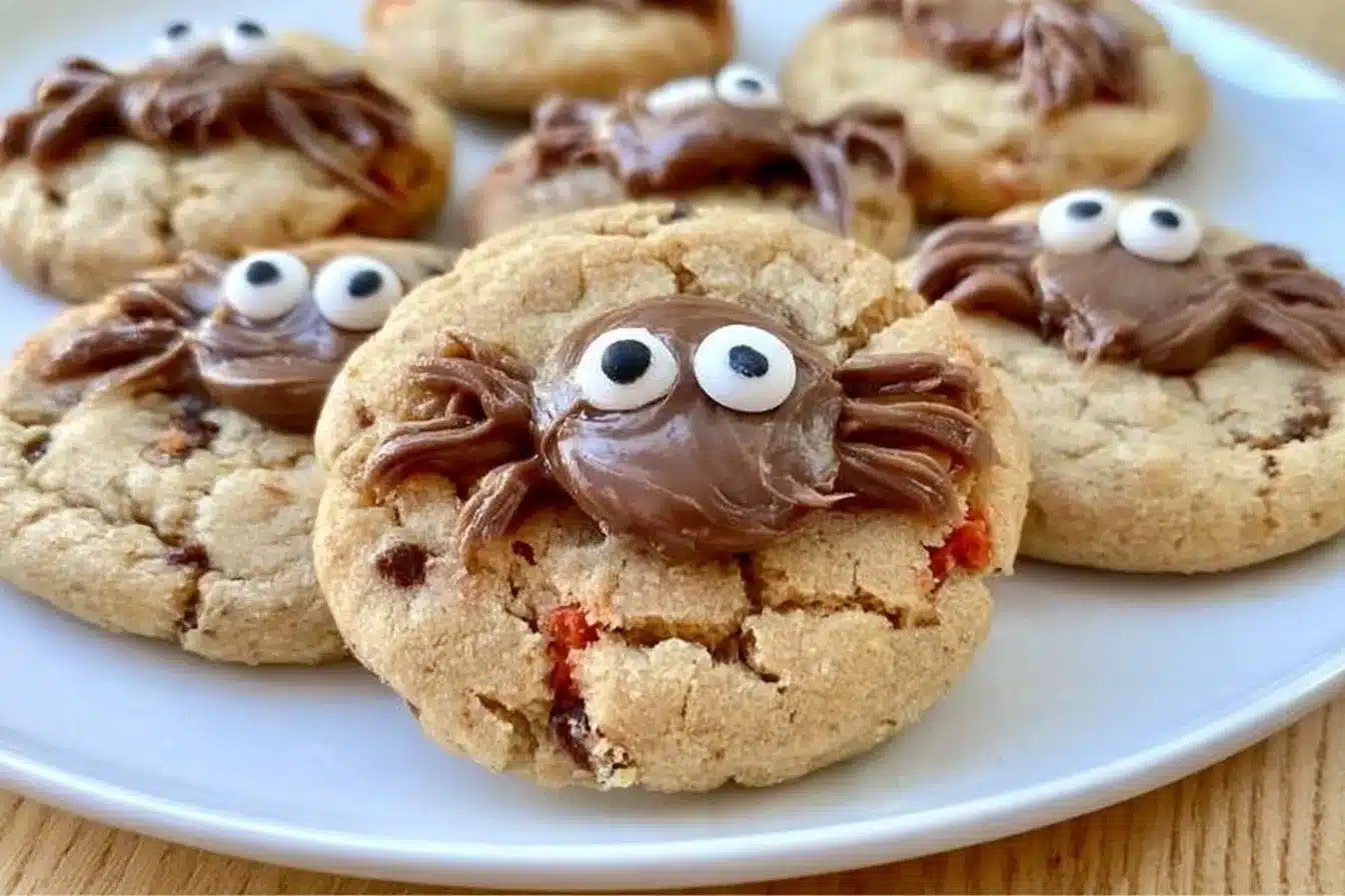 Gluten-Free Spider Cookies decorated for Halloween