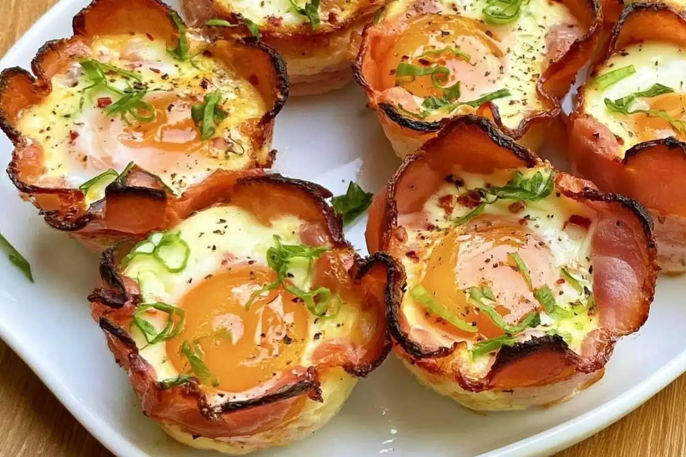 Healthy ham cheese egg cups for a low carb breakfast option