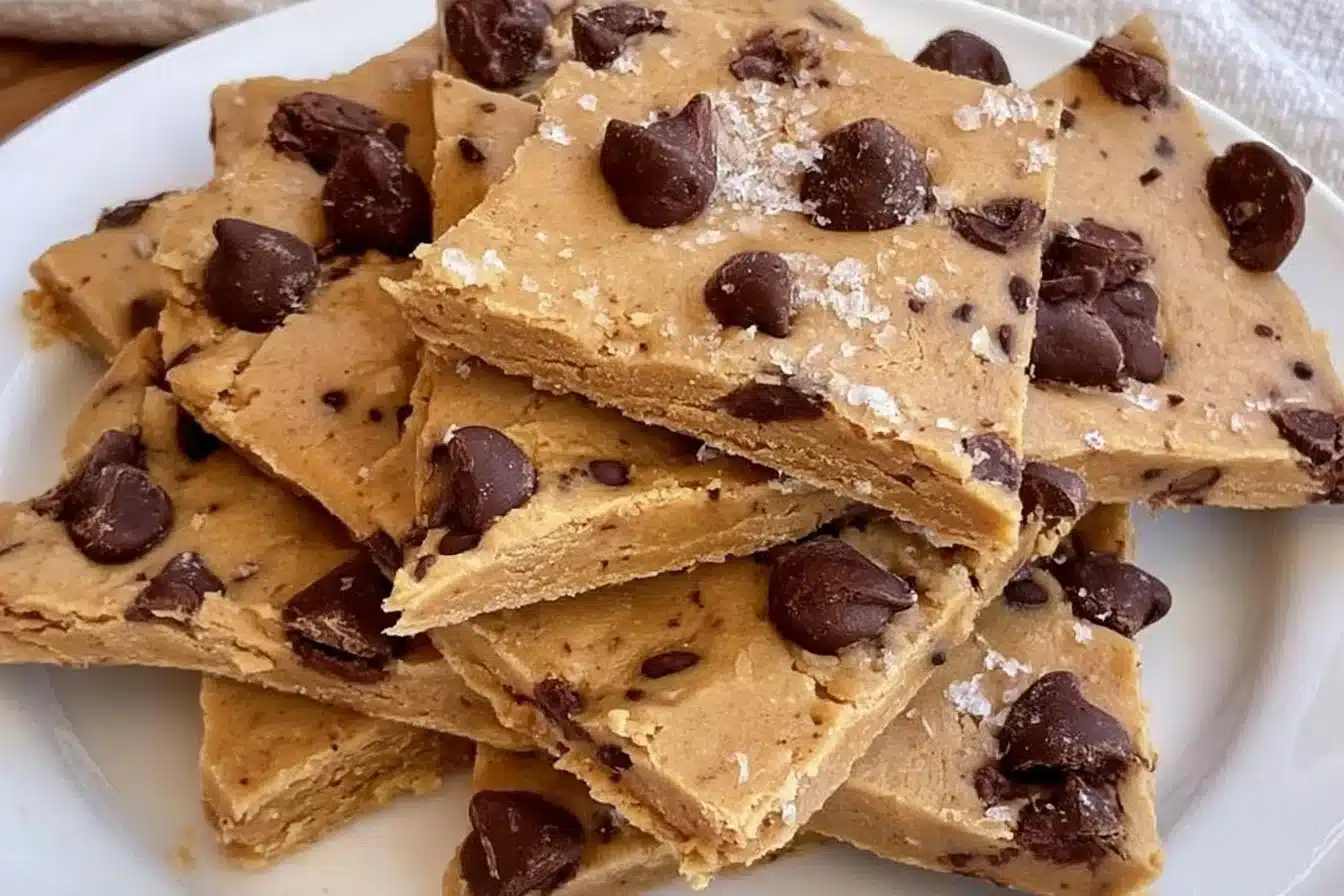 Healthy Vegan and Gluten-Free Cookie Dough Bark on a plate