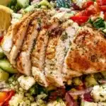 Lemon Herb Greek Chicken Bowls with fresh vegetables and grains