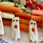 Ghost-shaped veggies for Halloween food platters.