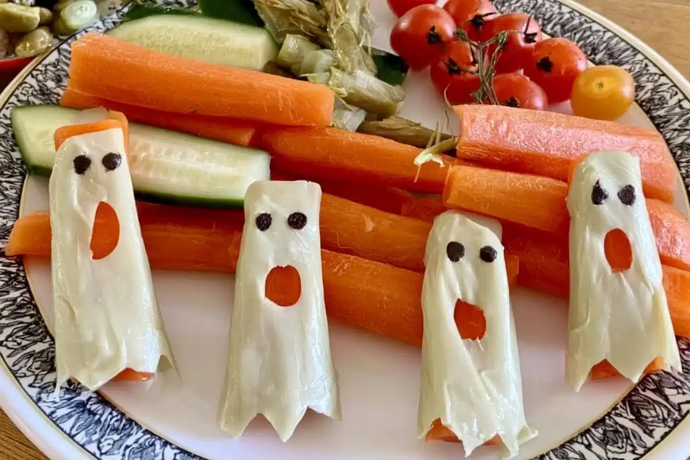 Ghost-shaped veggies for Halloween food platters.