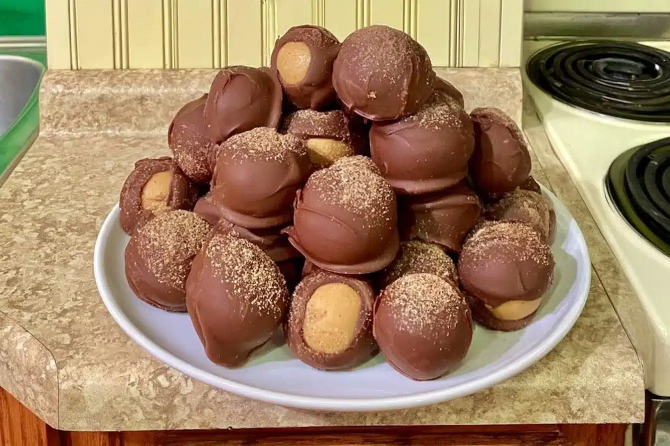 Gluten and dairy free Buckeye Balls ready for Christmas baking