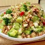 Delicious broccoli apple quinoa salad served in a bowl