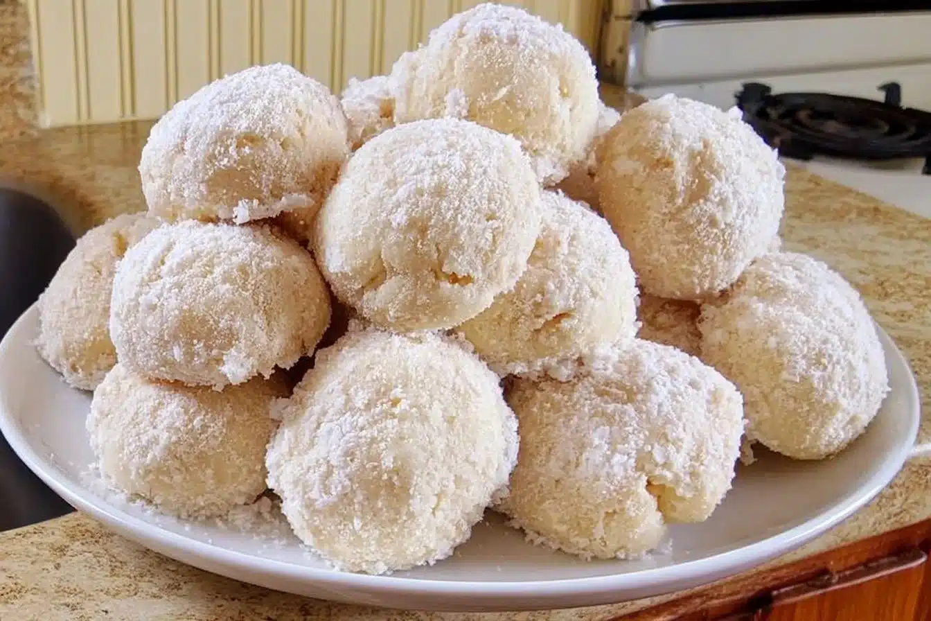 Delicious homemade classic snowball cookies dusted with powdered sugar