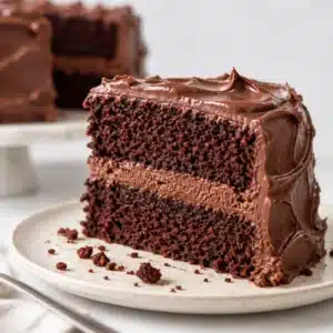 Glutenfreier Flourless 'Bloody' Chocolate Cake decorated with raspberry sauce for Halloween.