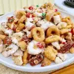 Easy Gluten-Free Christmas Chex Mix in a festive bowl