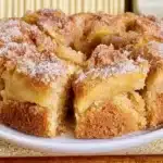 Delicious gluten-free cinnamon sugar apple cake served on a festive plate