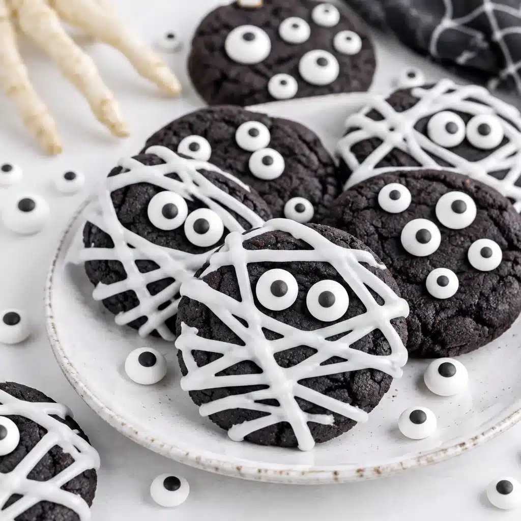 Glutenfreie Mummy Cookies decorated for Halloween